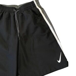 Nike Mens Swim Shorts Size Small Lined Black Gray White